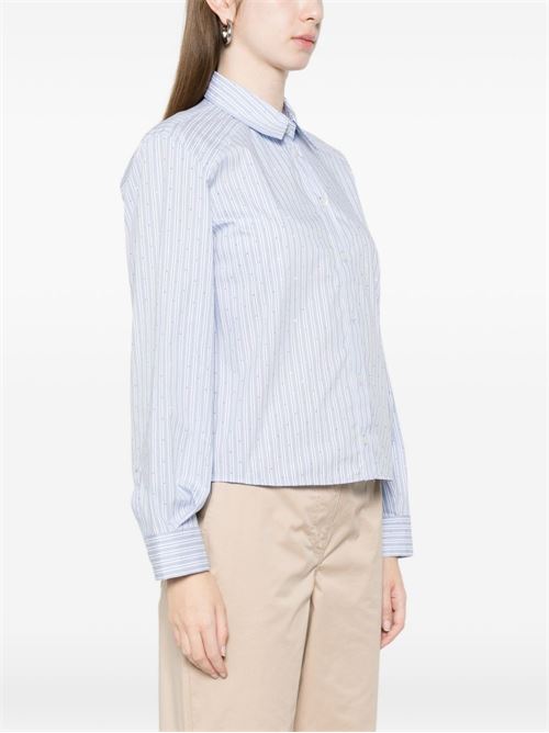 Camicia donna Emme Marella celeste rigata in popeline stretch con strass EMME Marella | LIUTI002